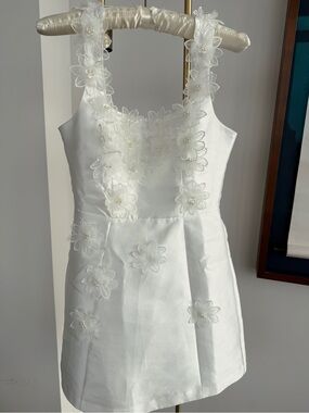 Elliatt Elder Dress in White Floral Appliqué Satin Bridal